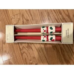 VTG American Greetings Christmas Holiday Snowman 12" Taper Candles Red MCM
